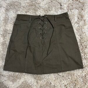 Forever 21 Green Tie Front Mini Skirt